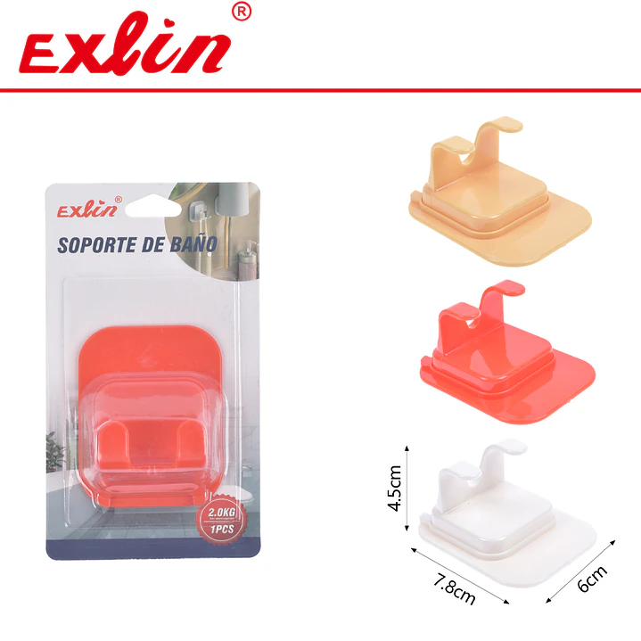 Soporte Adhesivo para Baño con Doble Gancho Exlin  1