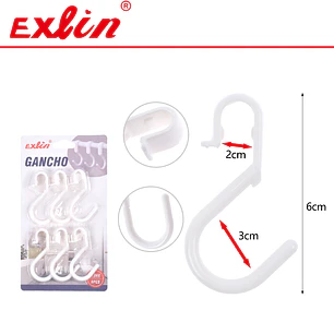 Ganchos Plásticos en Forma de S con Calce de Seguridad Exlin 