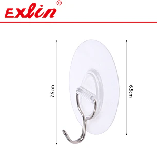 Gancho Adhesivo Transparente Circular con Gancho Metálico 