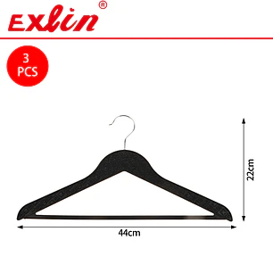 Set de 3 Colgadores de Ropa Negros Antideslizantes 