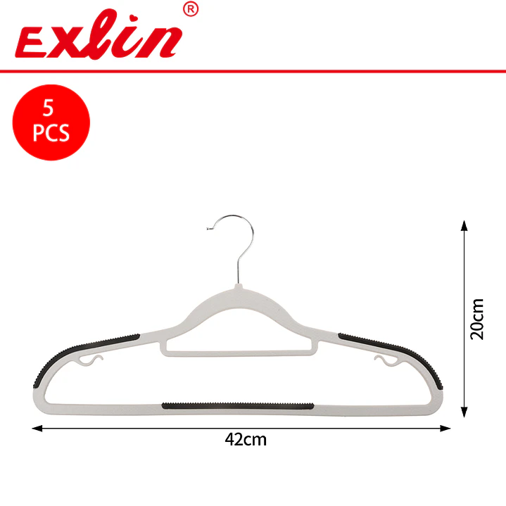 Set de 5 Colgadores de Ropa Blancos/Gris Antideslizantes 1