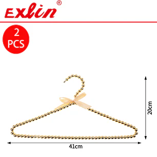 Set de 2 Colgadores de Ropa de Perlas Doradas con Laño 