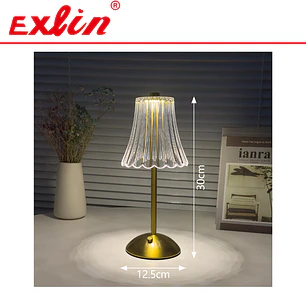 Lámpara de Velador LED Recargable de Cristal y Metal 