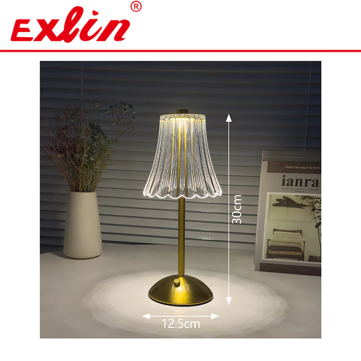 Lámpara de Velador LED Recargable de Cristal y Metal  1