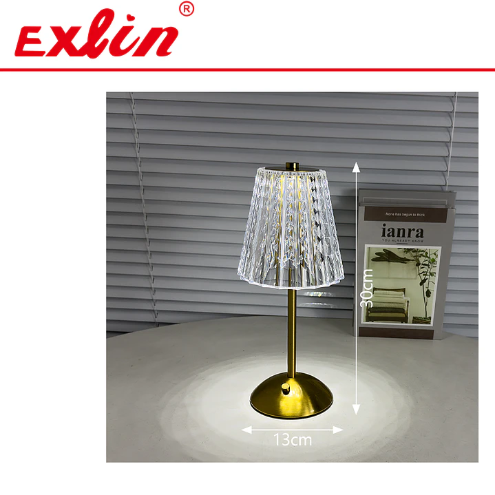Lámpara de Velador LED Recargable de Cristal Dorada 1