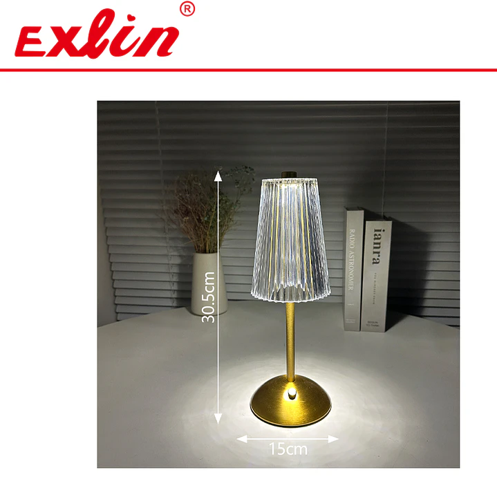 Lámpara de Velador LED Recargable de Cristal Bronce  1