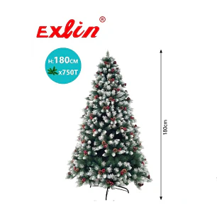 Árbol de Navidad Exlin Nevado 180 cm con Decoración Roja 