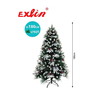 Árbol de Navidad Exlin Nevado 180 cm con Piñas y 792 Puntas 