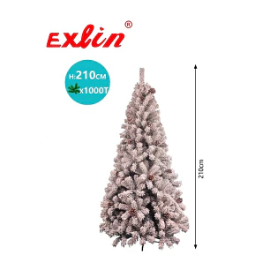 Árbol de Navidad Exlin Nevado 210 cm con Piñas y 1000 Puntas