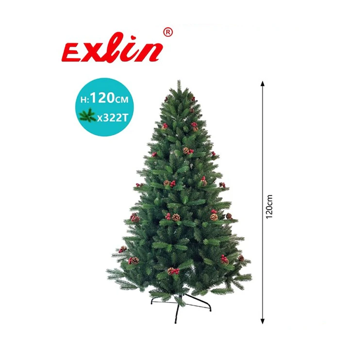 Árbol de Navidad Exlin 120 cm con Piñas y 322 Puntas  1