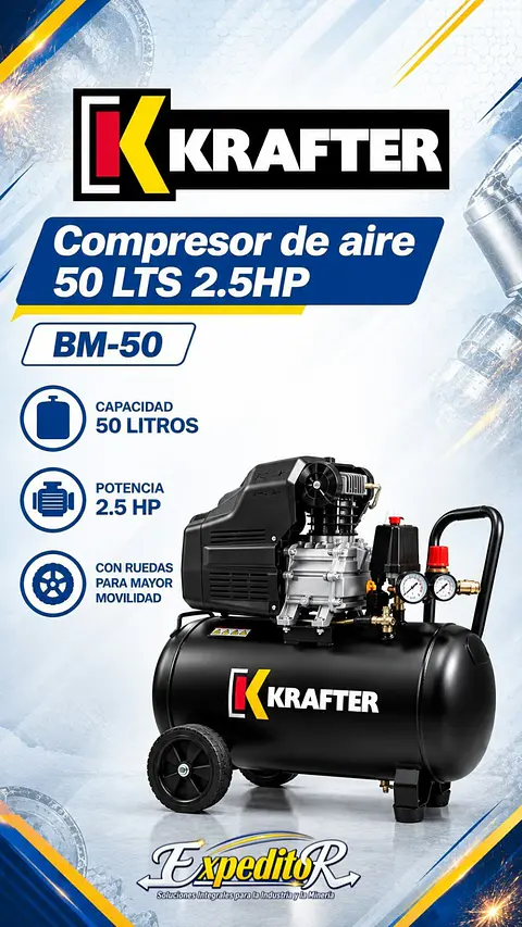 Compresor de aire 50lts 2.5HP Krafter
