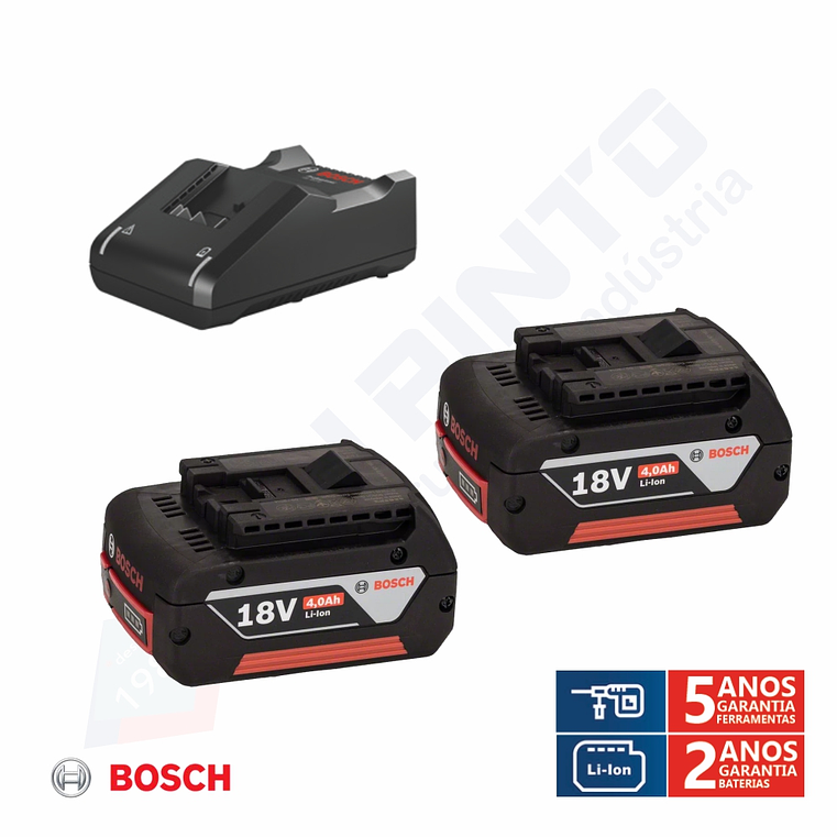 Conjunto 2 baterias 18V 4.0 Ah e carregador BOSCH 2