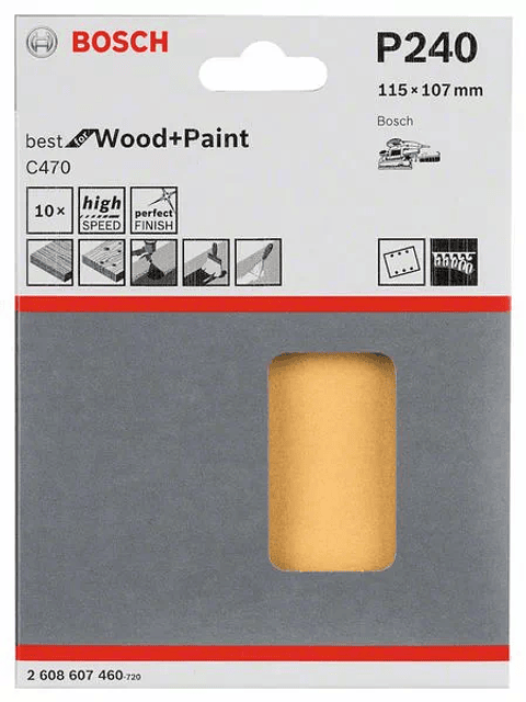 10 un. Folha de lixa 115x107mm C470 Best for Wood and Paint BOSCH