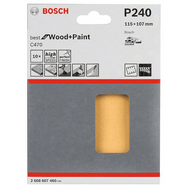 10 un. Folha de lixa 115x107mm C470 Best for Wood and Paint BOSCH