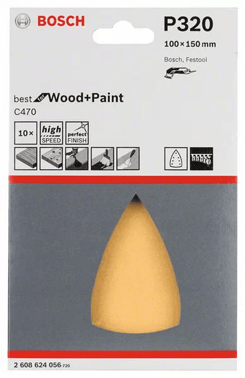 10 un. Folha de lixa 100x150mm C470 Best for Wood and Paint BOSCH