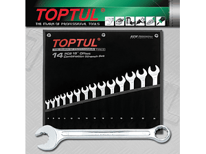 Jogo de 14 chaves boca luneta Dynamic 15º TOPTUL