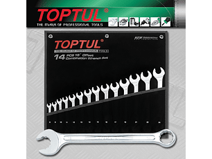 Jogo de 14 chaves boca luneta Dynamic 15º TOPTUL