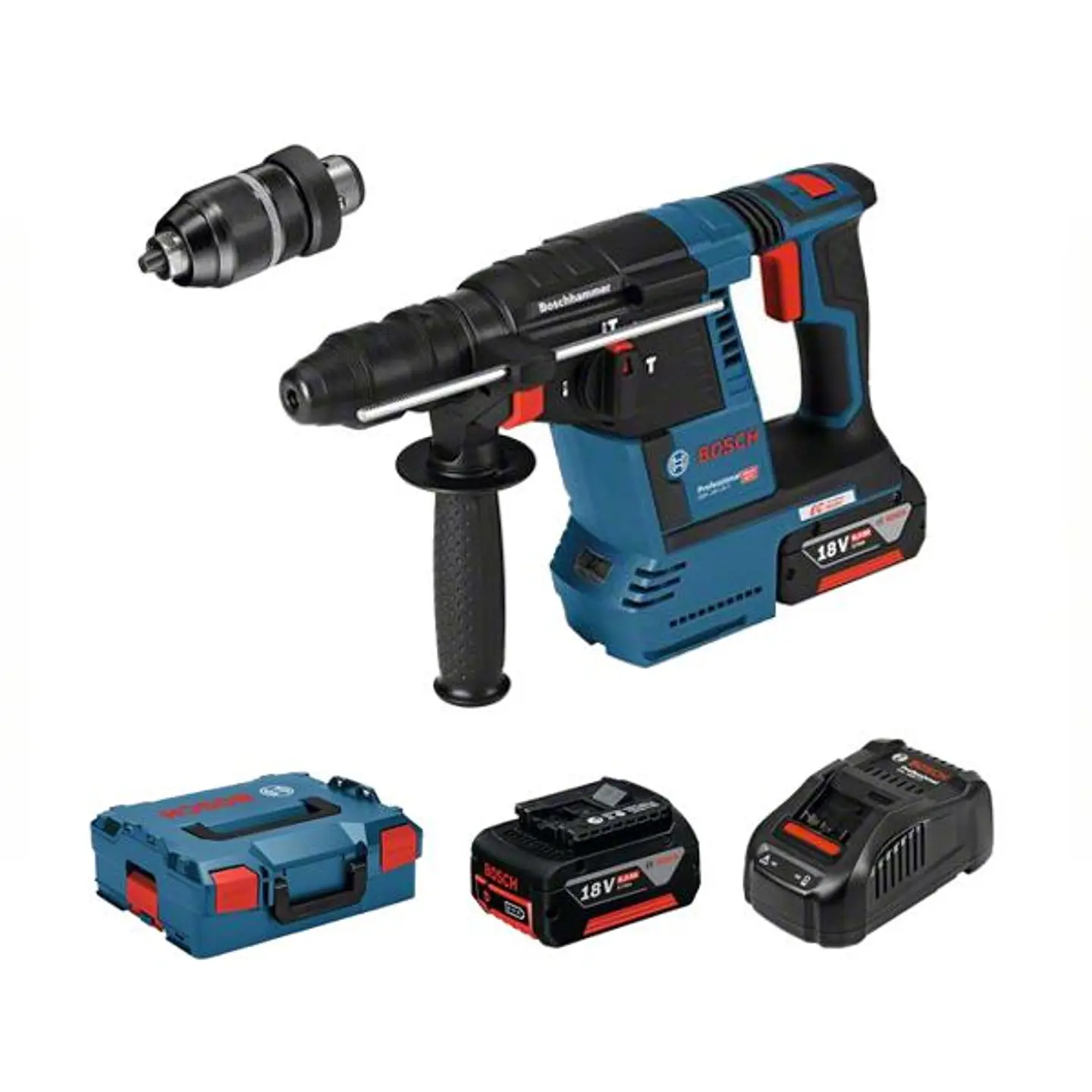 Martelo perfurador com 2 baterias 5.0Ah GBH 18V-26 F BOSCH 1