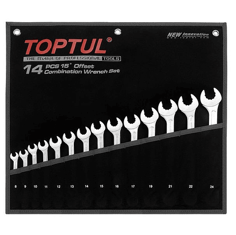 Jogo de 14 chaves boca luneta Dynamic 15º TOPTUL