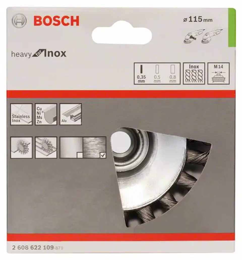 Catrabucha cônica 115mm em disco heavy for inox arame entrançado BOSCH 2
