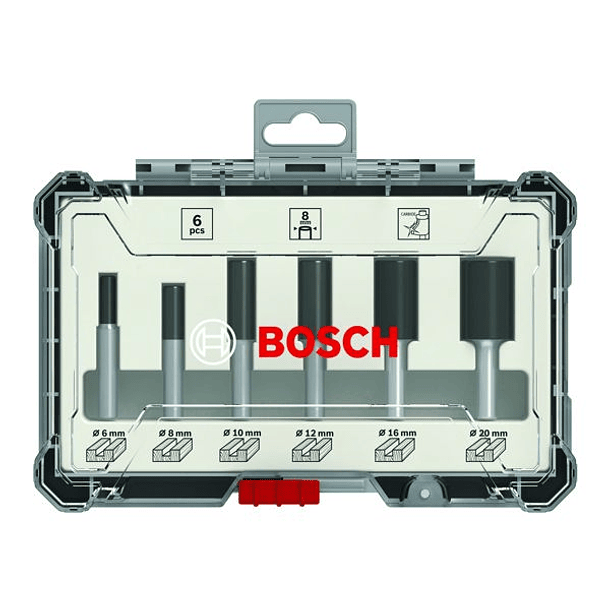 Conjunto de 6 fresas retas para madeira BOSCH 1