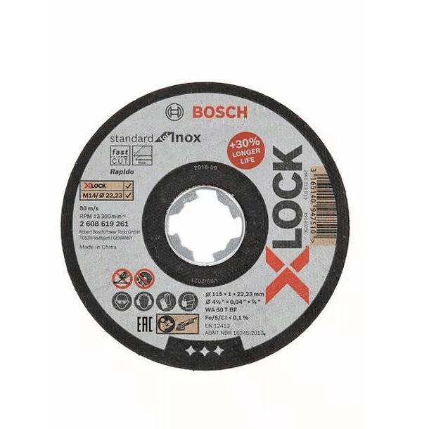 10 un. Disco de corte X-LOCK inox 115mm Standard for inox BOSCH 1