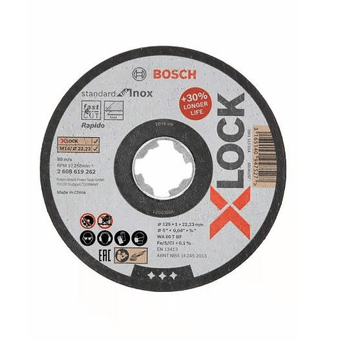 Disco de corte X-LOCK inox 125mm Standard for inox (10 UN.) BOSCH