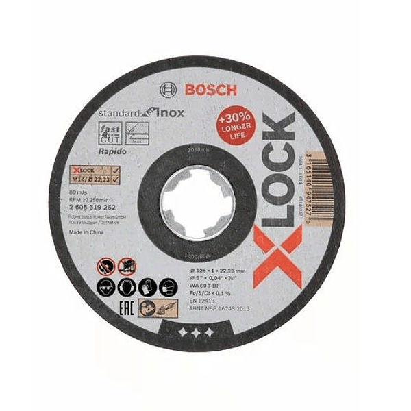 10 un. Disco de corte X-LOCK inox 125mm Standard for inox BOSCH