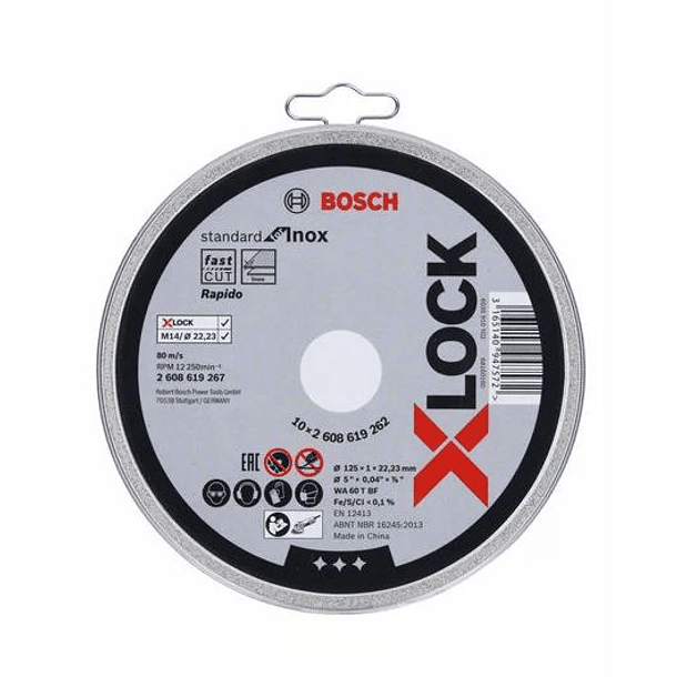 Disco de corte X-LOCK inox 125mm Standard for inox (10 UN.) BOSCH 1