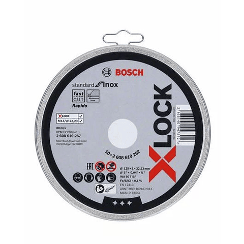 Disco de corte X-LOCK inox 115mm Standard for inox (10 UN.) BOSCH