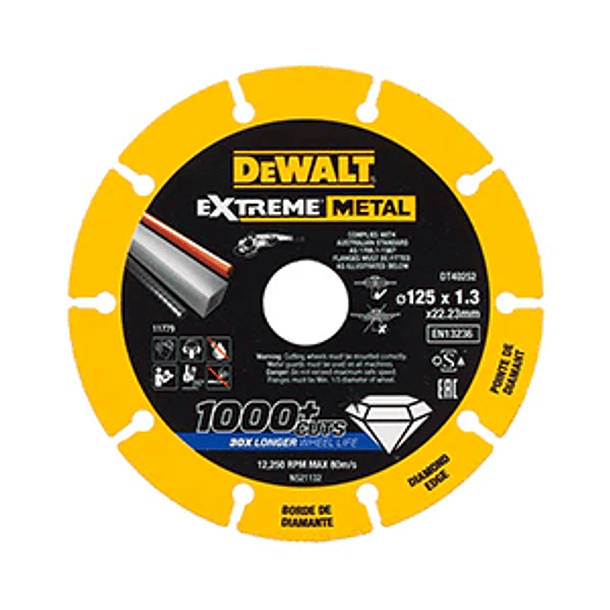 Disco de corte com borda de diamante Extreme Metal 125mm DEWALT 1