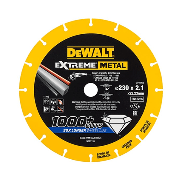 Disco de corte com borda de diamante Extreme Metal 230mm DEWALT 1