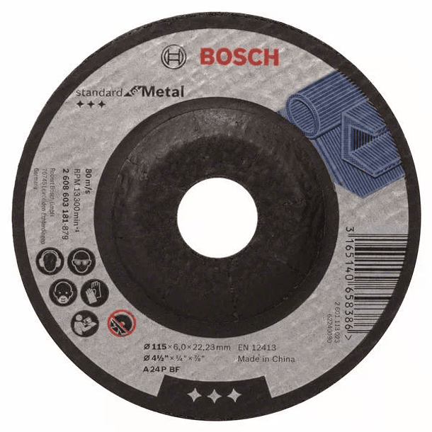 Disco de rebarbar 115mm Standard para Metal BOSCH (5 uni.) 1