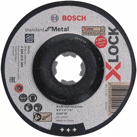 Disco de rebarbar X-LOCK 125mm Standard para Metal BOSCH (5 Un.)