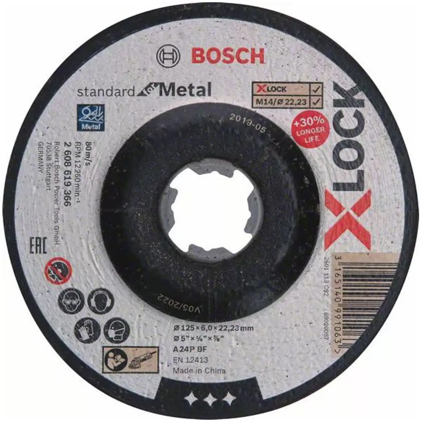 Disco de rebarbar X-LOCK 125mm Standard para Metal BOSCH (5 Un.) 1