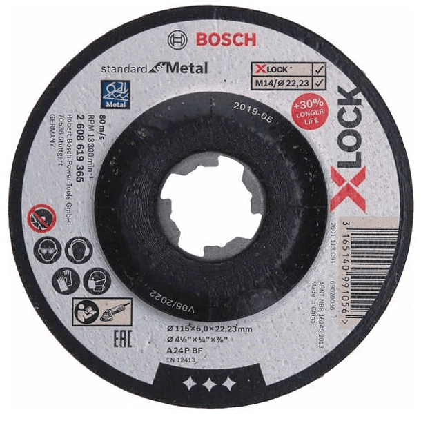 Disco de rebarbar X-LOCK 115mm Standard para Metal BOSCH (5 Un.) 1