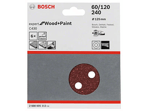 6 Un. Folha de Lixa 125mm C430 Expert for Wood and Paint BOSCH