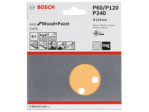 Conjunto de 6 un. Folha de Lixa 125mm EXPERT C470 Grão 60 / G120 / G240 BOSCH
