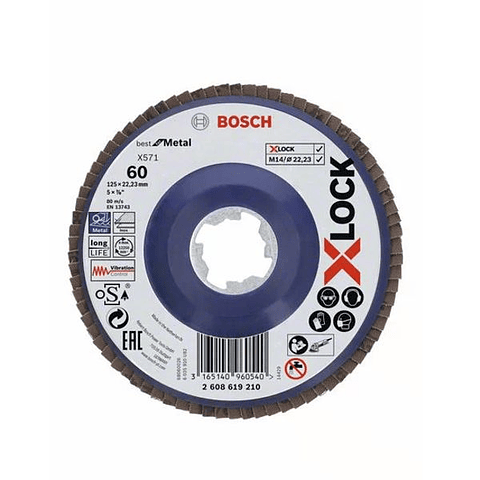 Disco lixa em lamelas 125mm X-LOCK X571 Best for Metal BOSCH (5 un.)