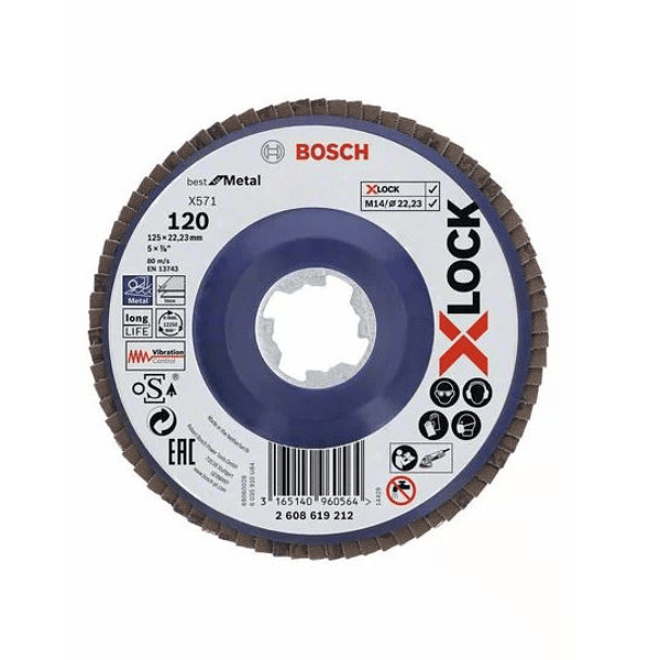 Disco lixa em lamelas 125mm X-LOCK X571 Best for Metal BOSCH (5 un.)