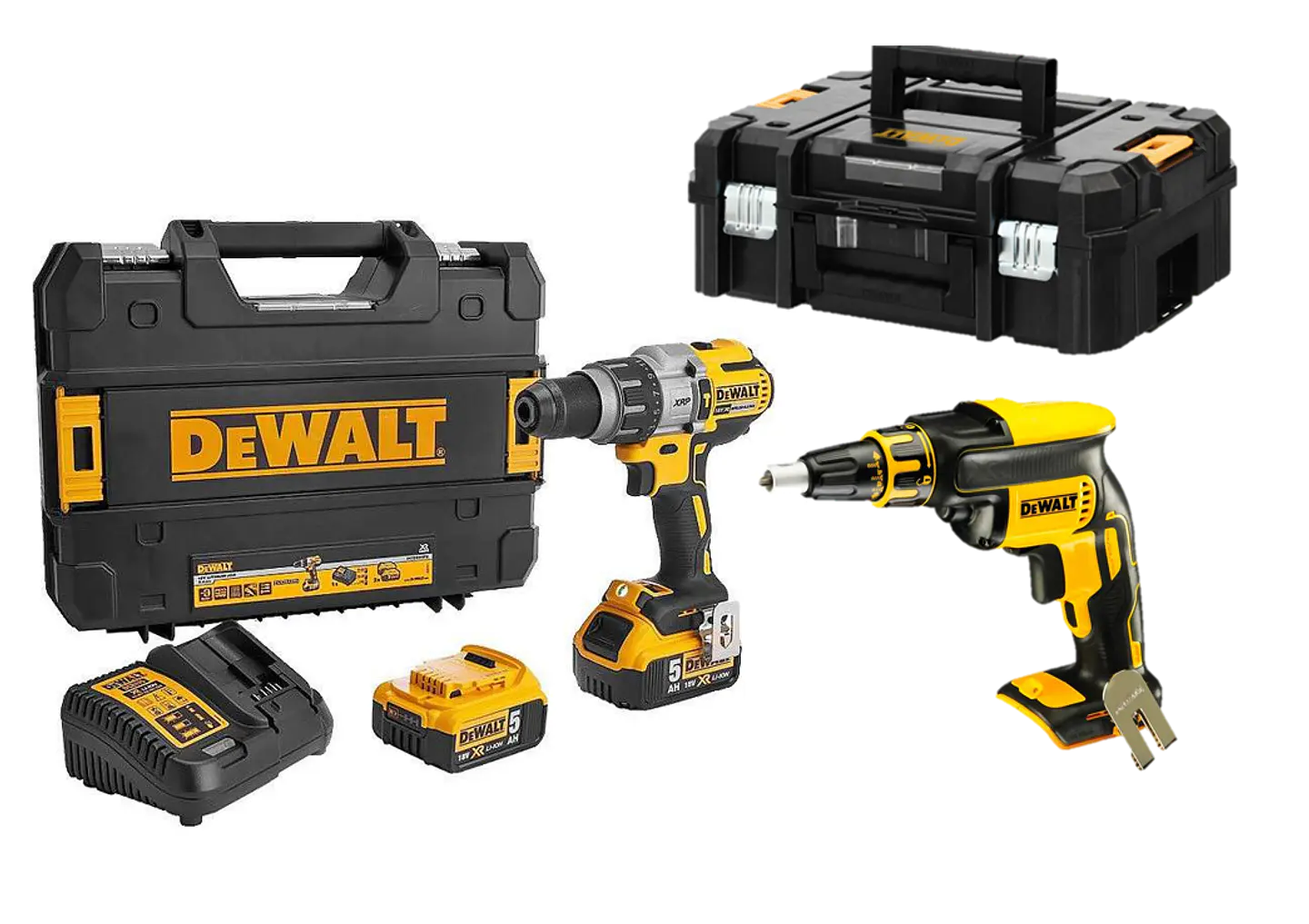 Kit XR18V Berbequim Percussão sem escovas XRP 18V + Aparafusadora Pladur sem escovas XR 18 V DEWALT 1