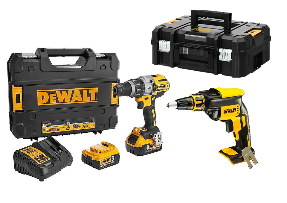Kit XR18V Berbequim Percussão sem escovas XRP 18V + Aparafusadora Pladur sem escovas XR 18 V DEWALT 1