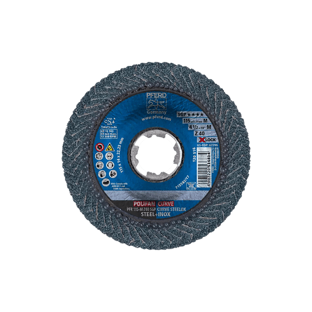 Disco de lixa Lamelas 115mm X-LOCK POLIFAN CURVE PREMIUM SGP AÇO + INOX PFERD 1