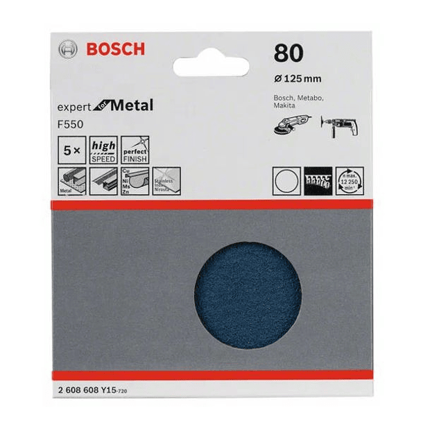 Disco de lixa 125mm Expert for Metal com velcro BOSCH (25un.) 6