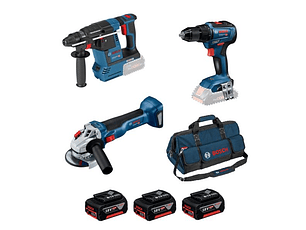 Conjunto Martelo SDS Plus, Rebarbadora e Aparafusadora Brushless BOSCH