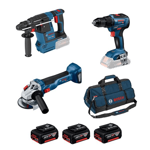 Conjunto Martelo SDS Plus, Rebarbadora e Aparafusadora Brushless BOSCH