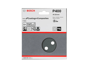 Folha de Lixa 125mm F355 BEST FOR COATINGS AND COMPOSITES BOSCH (5 Un.)