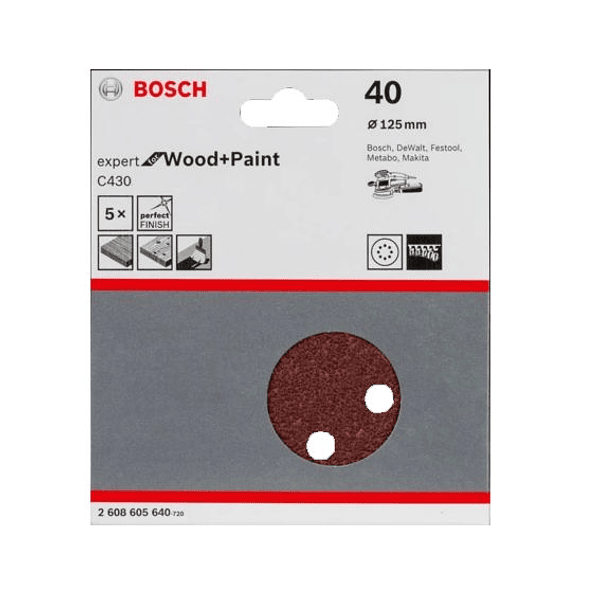 Folha de Lixa 125mm C430 Expert for Wood and Paint BOSCH