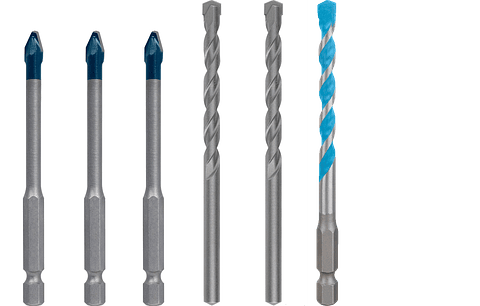 Conjunto de 5+1 Brocas de Cerâmica, Betão e Multimaterial BOSCH
