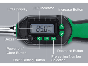 Chave Dinamométrica Digital, Extra Curta, Duplo Sentido TOPTUL